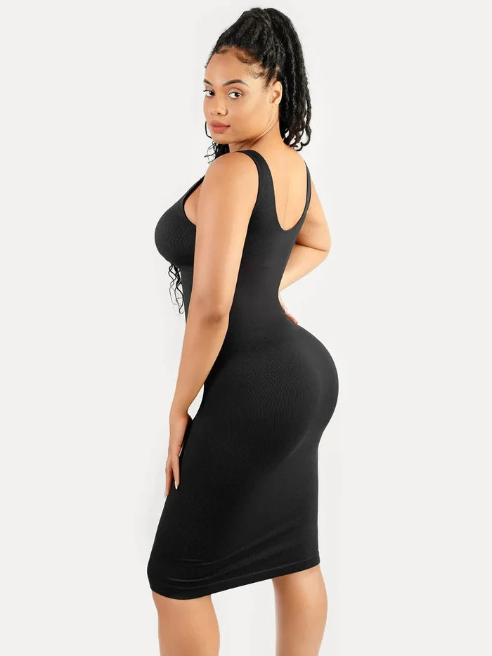 Popilush® Shapewear Deep V-Neck Tummy Control Midi Dress