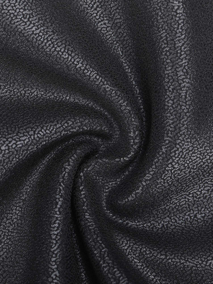 Black faux leather fabric with subtle texture, for high rise tummy control leggings.