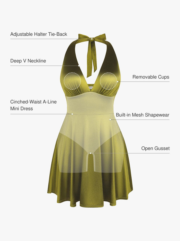 Popilush® Shapewear Halter Fit & Flare Mini Dress