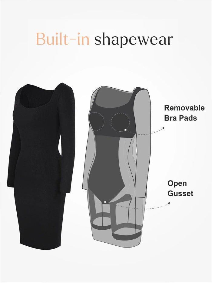 Popilush® shapewear dress: Open gusset design & built-in support