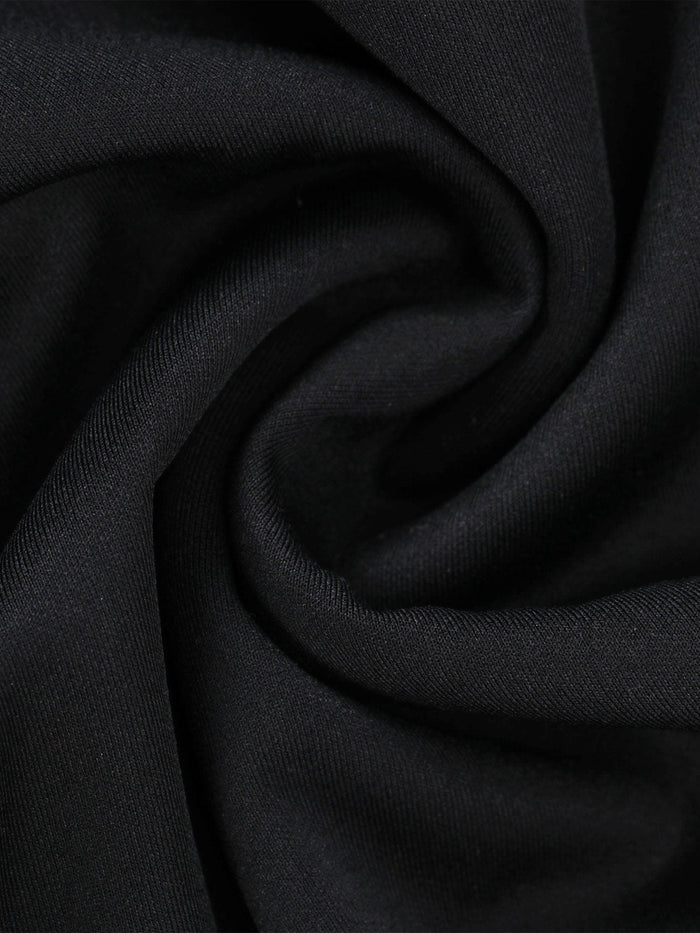 Black textured high-stretch fabric detail for long sleeve shapewear bodysuit