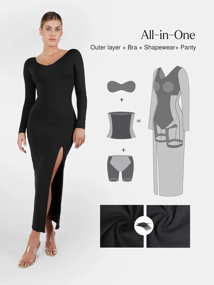 Popilush® Shapewear Maxi Dress - All-in-One Design
