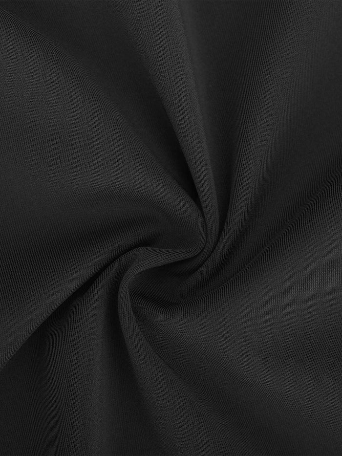Black fabric detail of a dress by Popilush®, showing texture and drape.