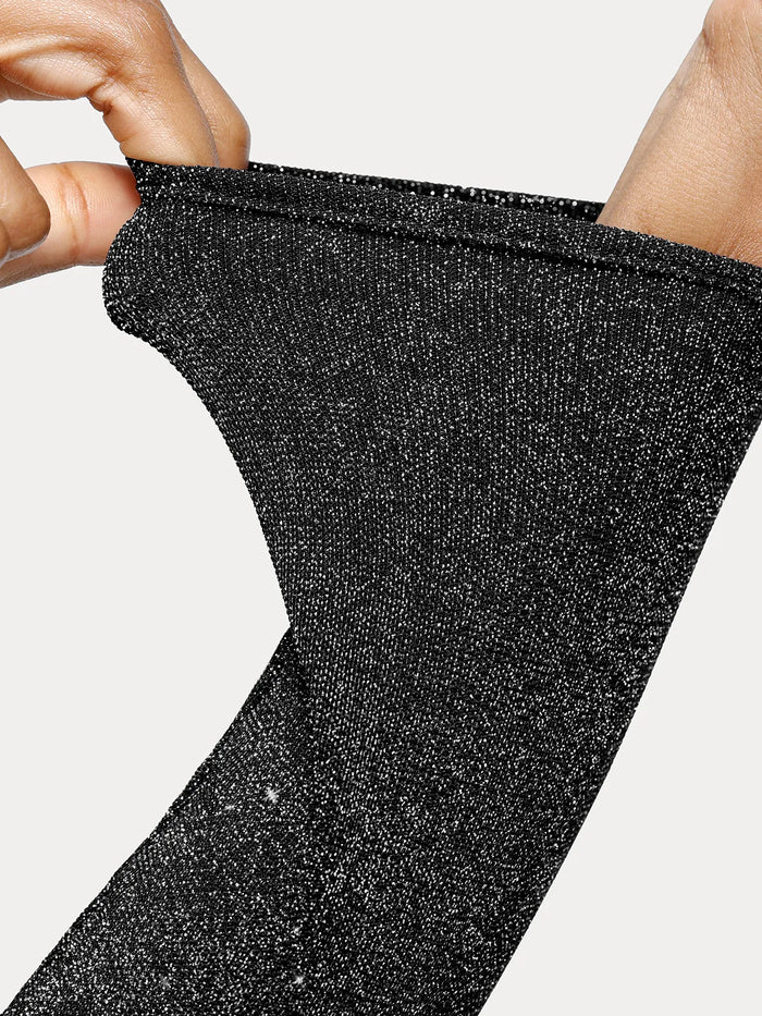 Popilush® Off Shoulder Shine Tops Body Shaper Winter Shapewear Metallic Knit Long Sleeve Slimming Bodysuit