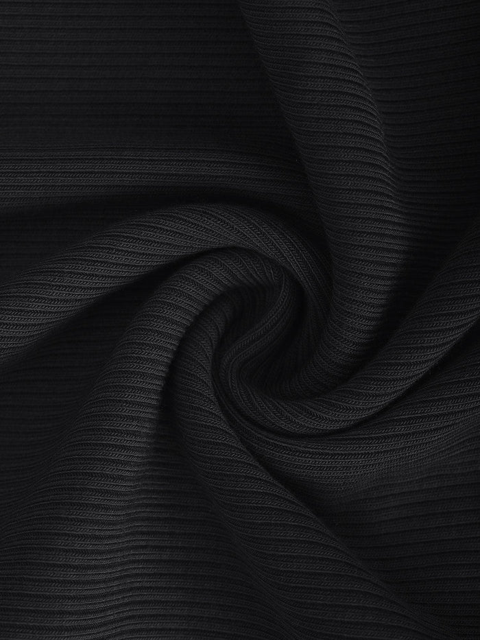 Draped black ribbed modal fabric, soft texture, for shapewear midi dress.