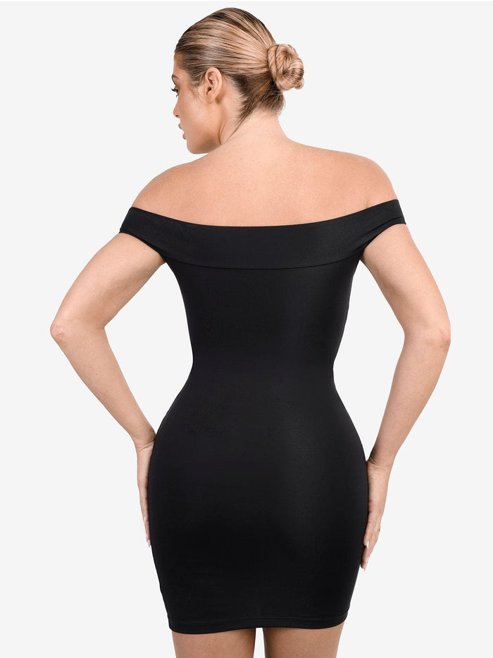 Elegant Popilush® Off-Shoulder Bodycon Dress, Back View