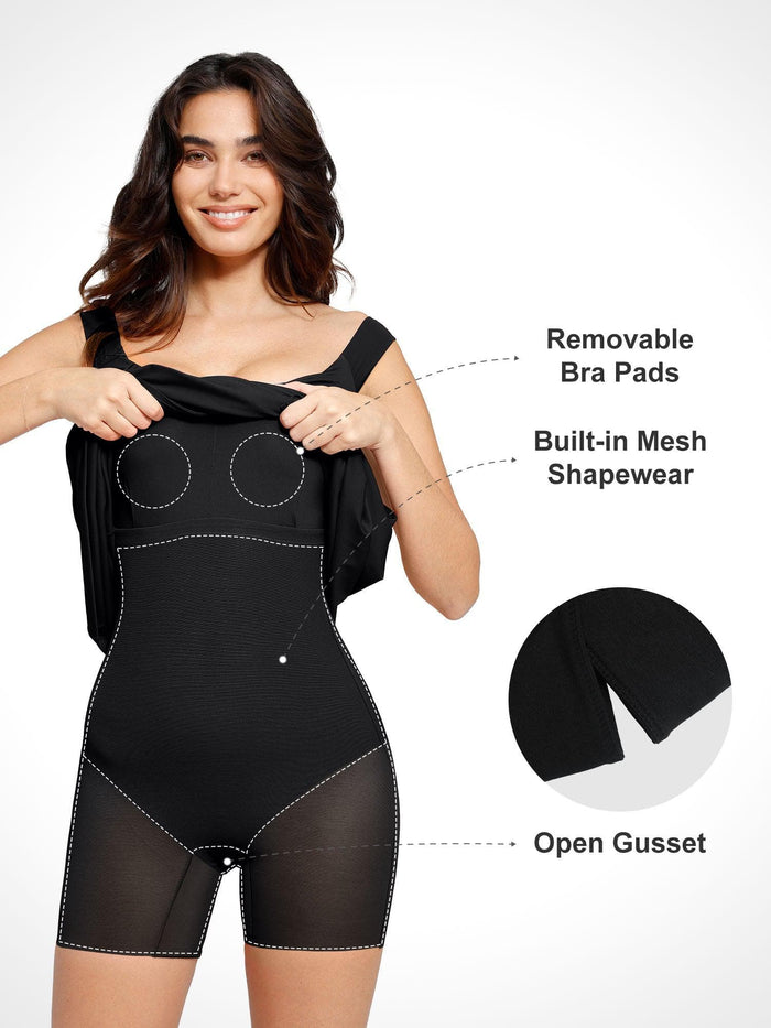 Popilush® off-the-shoulder maxi dress with built-in shapewear features
