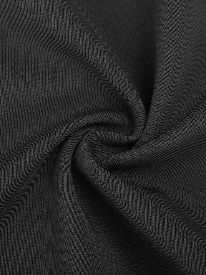 Black dress fabric detail, high-quality and soft texture of Popilush® dress.
