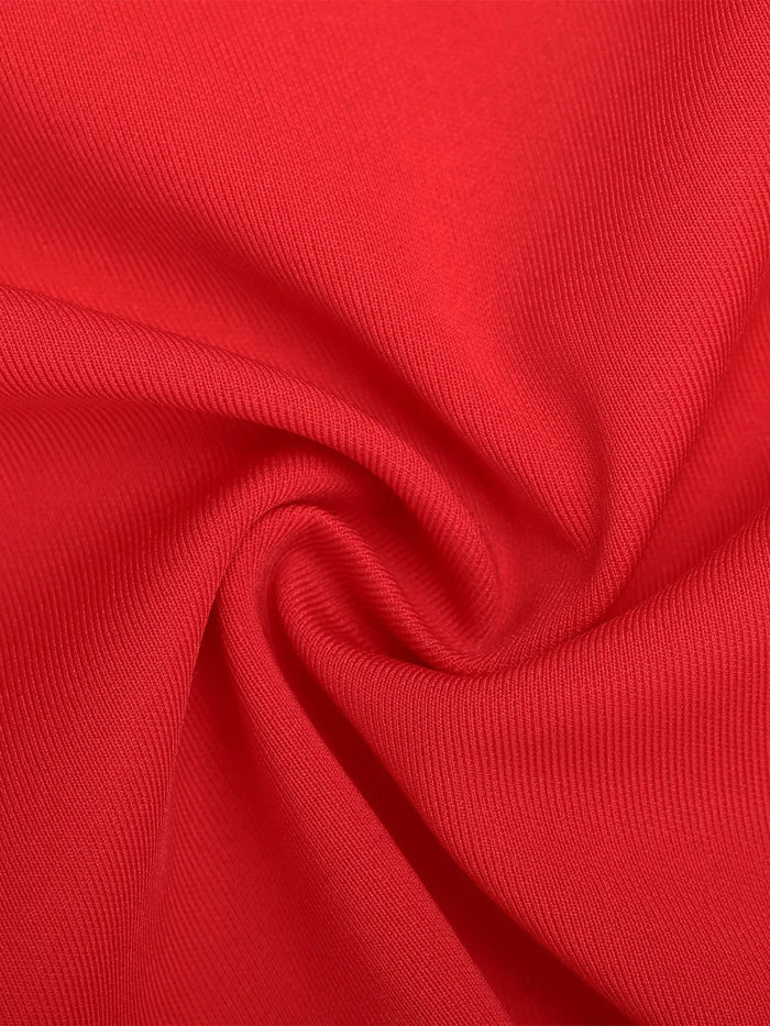 Premium red fabric detail, smooth texture in the Popilush® off-shoulder maxi dress design