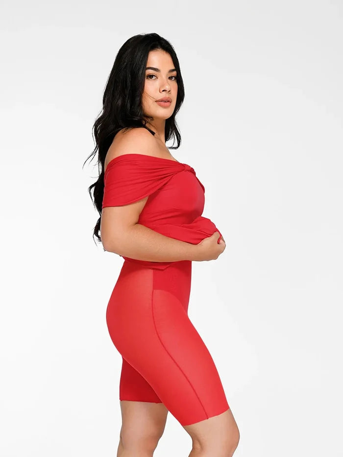 Popilush® red shapewear shorts and top, offers smooth and comfortable fit for women