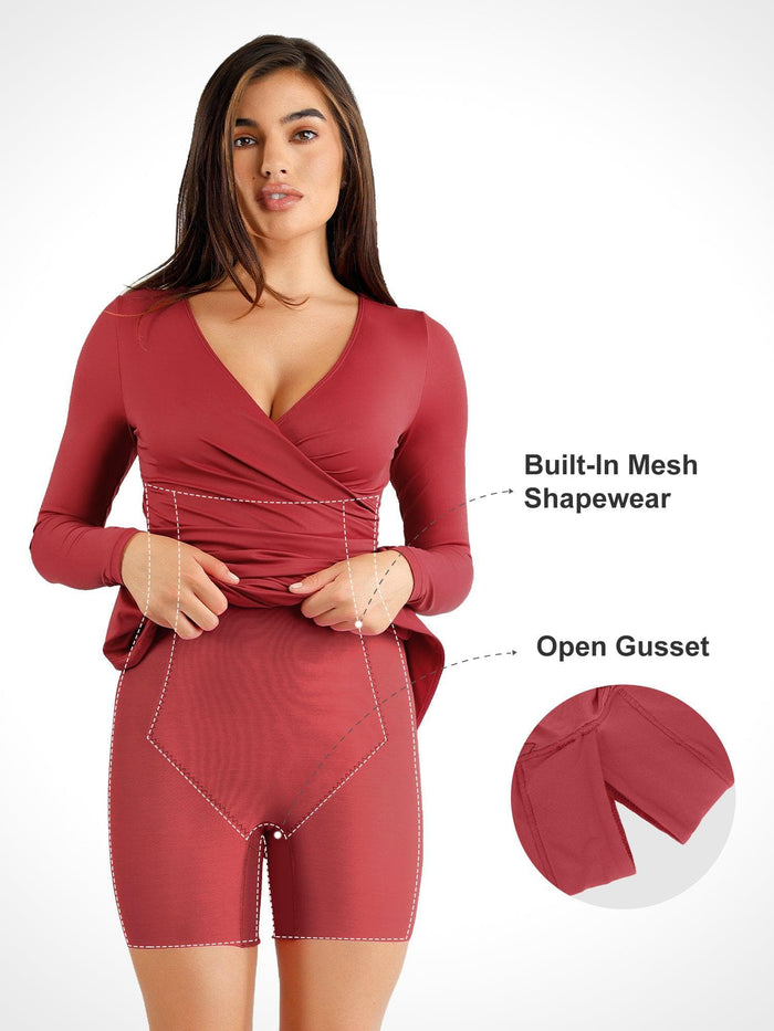 Popilush® dress: Ruched midi with shapewear detail