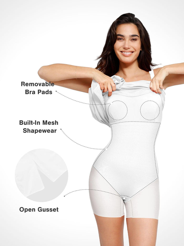 Popilush® bodysuit with built-in shapewear and open gusset