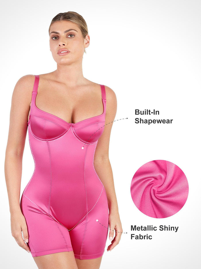 Popilush® Mid-Thigh Romper - Shapewear & Metallic Shine