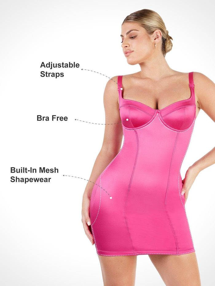 Mini dress from Popilush® with built-in shapewear, bra-free, and adjustable straps