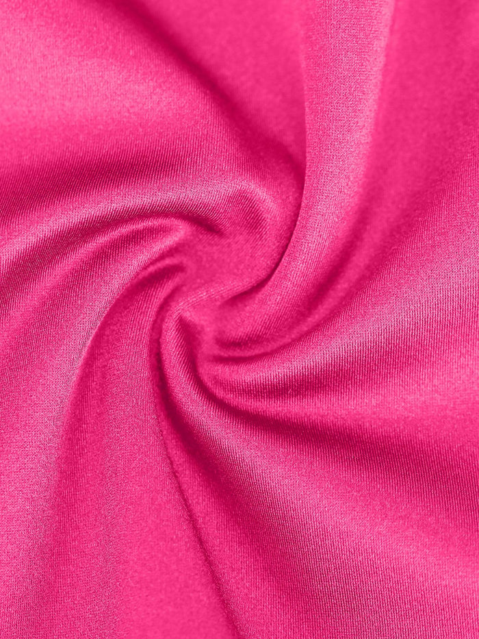 Close-up: shiny pink satin fabric with swirl texture, Popilush shapewear bustier mini dress material.