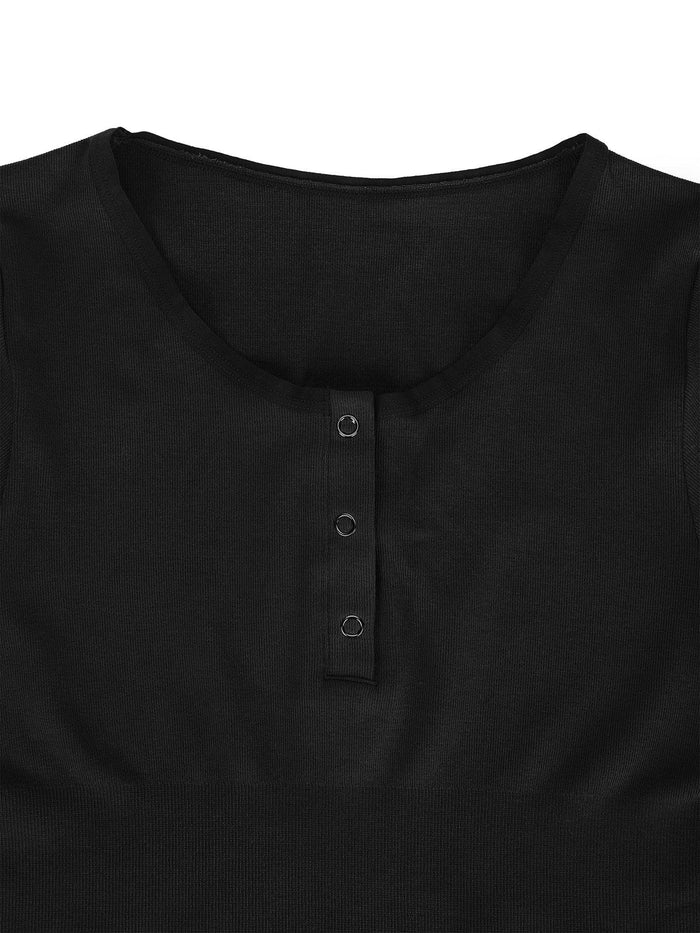 Popilush® Bodysuit Henley Neck Detail