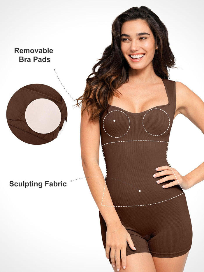 Popilush® Shapewear Romper: Seamless design with sculpting fabric and bra pads