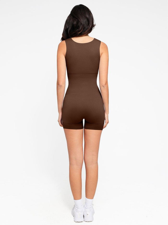Popilush® Shapewear Romper in brown, seamless design for women