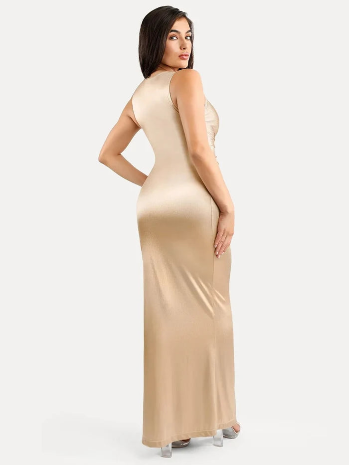 Popilush® Formal Bodycon Party Summer Dress Shapewear Shine Deep V-Neck Bias Twist Hourglass Maxi Dress