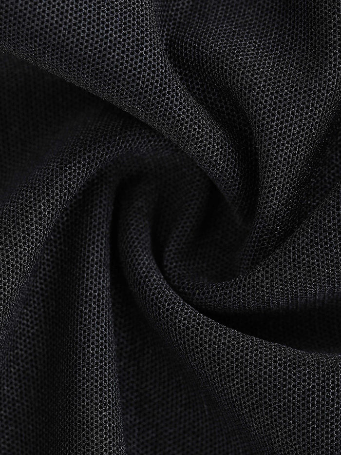 Close-up of black high-stretch shaping mesh fabric for Popilush hourglass maxi dress.