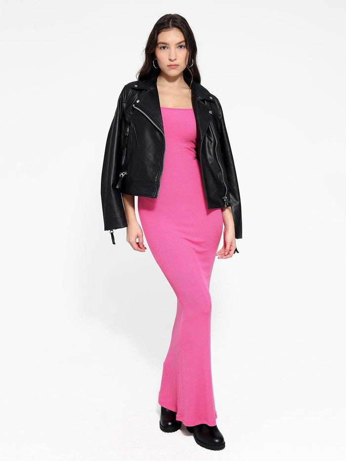 Popilush® dress with a black jacket: stylish shapewear.