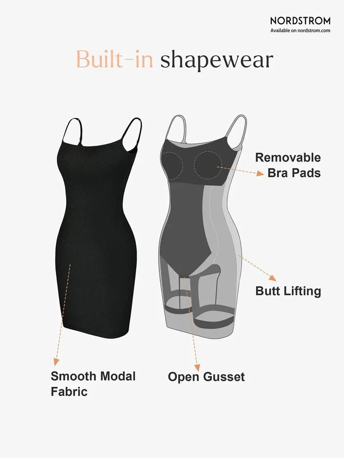Popilush® Slimming Bodycon Party Cocktail Loungewear Shapewear Solid Modal Butt Lift Mini Slip Dress
