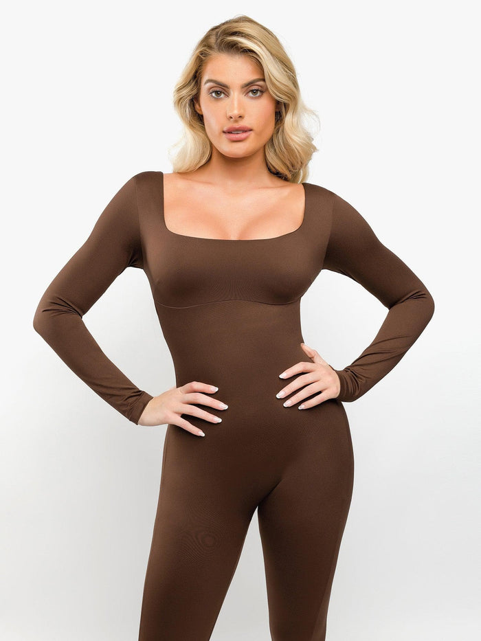 Popilush® Square Neck Jumpsuit: Flattering & Comfortable Shapewear