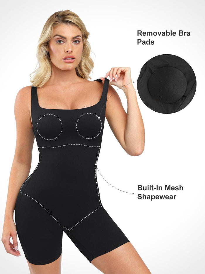 Popilush®'s Slimming Romper, featuring Built-In Mesh Shapewear and removable bra pads