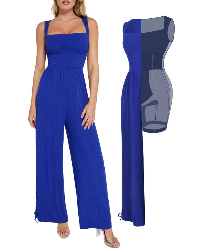 Popilush® Casual Slimming Jumpsuit Fashion Shapewear Square Neck Tummy Control Wide Leg Jumpsuit