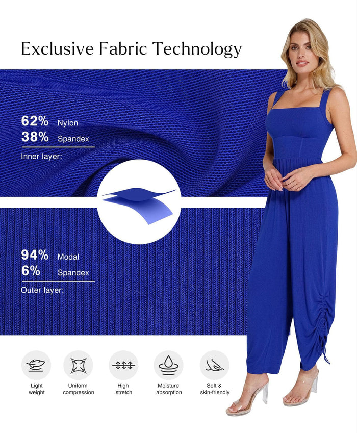 Popilush® Casual Slimming Jumpsuit Fashion Shapewear Square Neck Tummy Control Wide Leg Jumpsuit