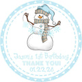 blue snowman winter birthday sticker