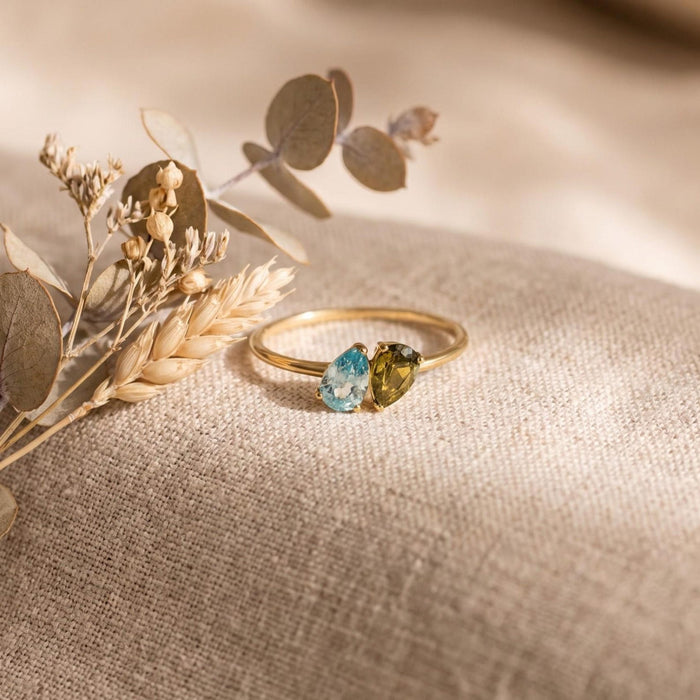 Solara Toi Et Moi Birthstone Ring - Ornaments Co - 18K Gold Plated