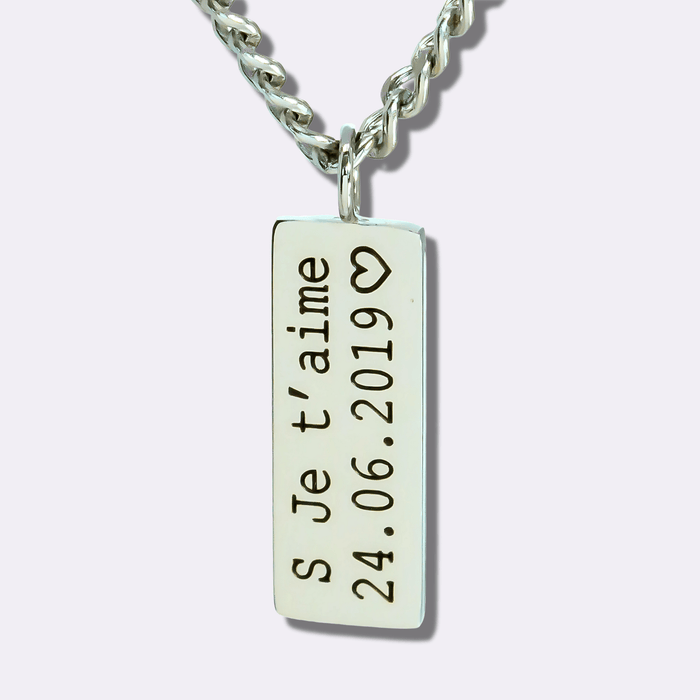 Solid Script Name Bar Necklace - Ornaments Co - Silver