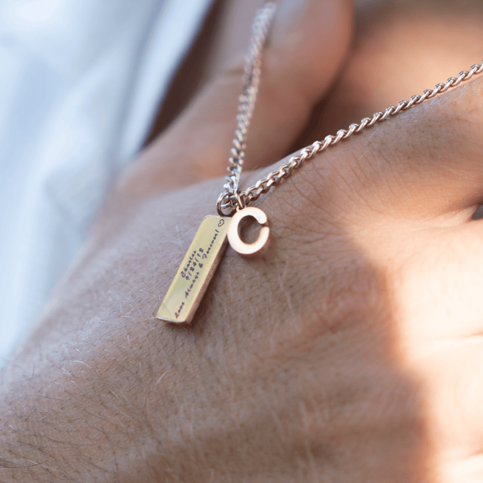 Solid Script Name Bar Necklace - Ornaments Co - Silver