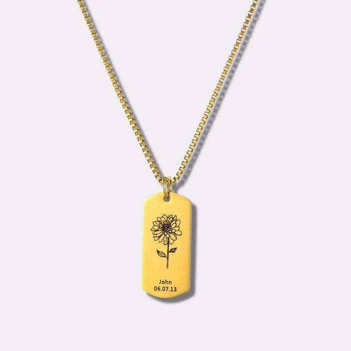 Soul Blossom – Custom Birth Flower & Name Necklace - Ornaments Co - 18K Gold Plated