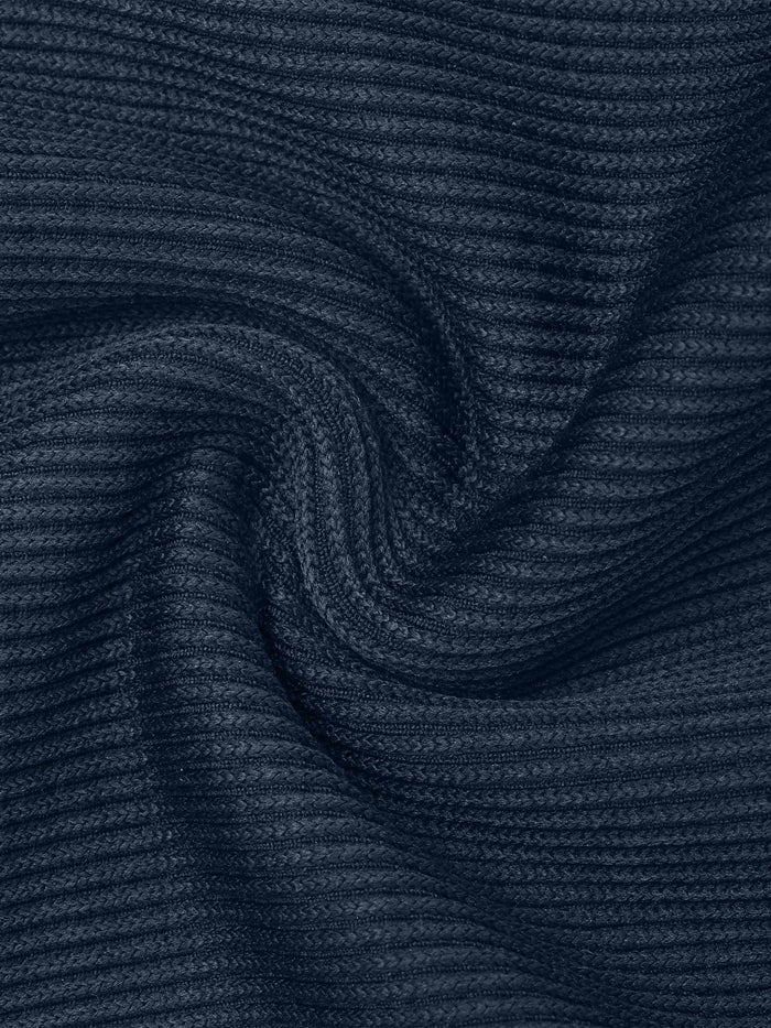 Dark navy ribbed knit stretch fabric for shapewear romper