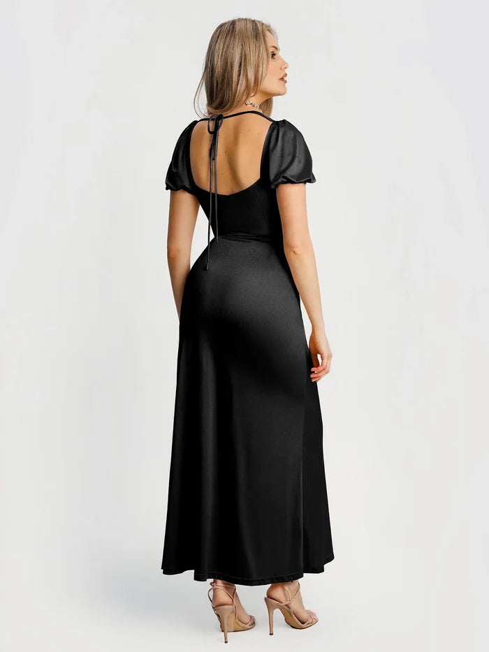 Popilush® Square Neck Slimming Maxi Dress with Sleeves