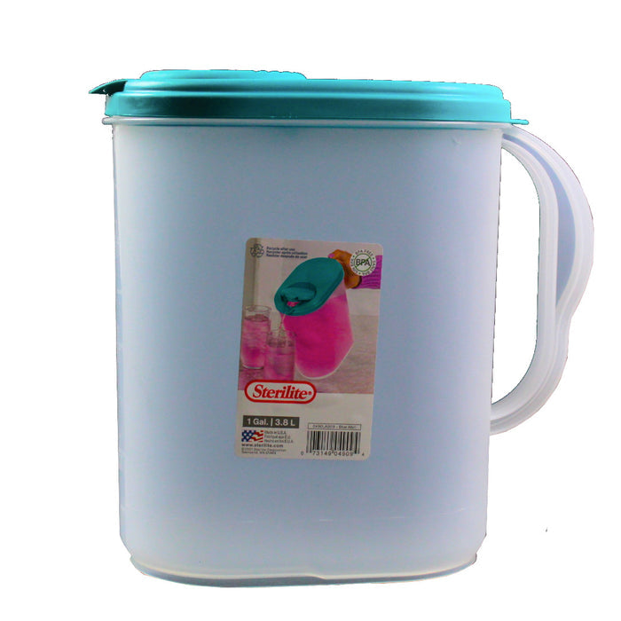 Sterilite 0490 1 Gal. Pitcher, Clear,Blue