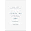 Simple white card with navy block copy centered with a line flourish.