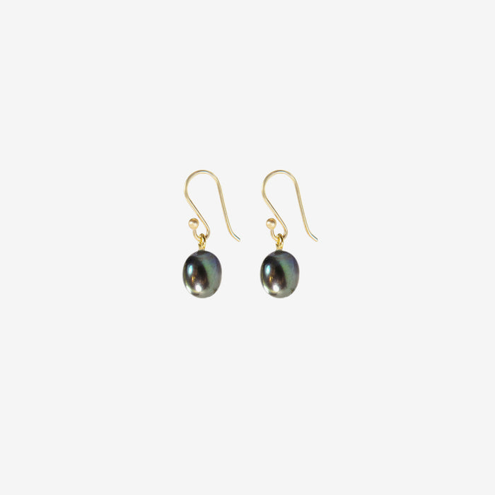 TED MUEHLING 14K & SMALL BLACK PEARL EARRINGS
