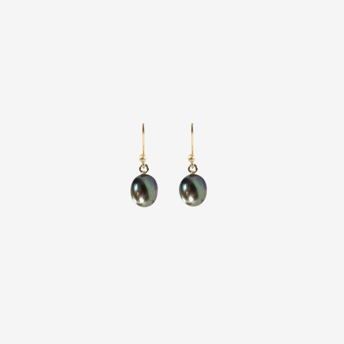 TED MUEHLING 14K & SMALL BLACK PEARL EARRINGS