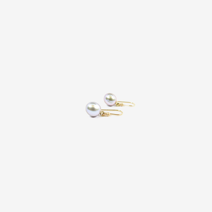 TED MUEHLING 14K & SMALL GREY PEARL EARRINGS