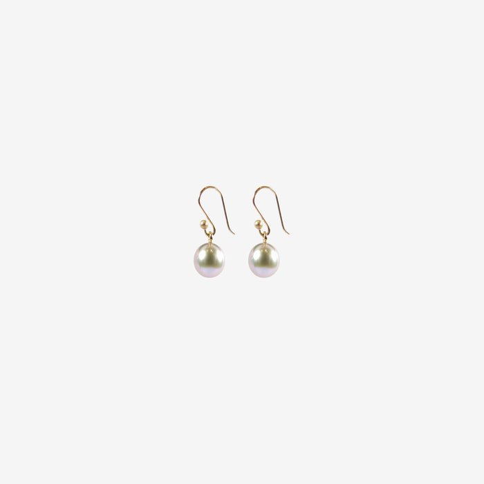 TED MUEHLING 14K & SMALL GREY PEARL EARRINGS