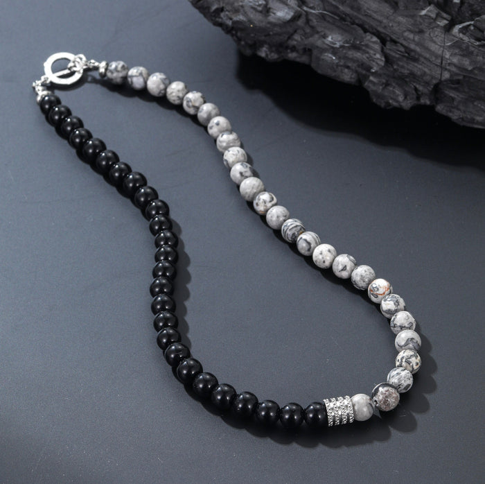 Tiger Eye & Lava Stone Beaded Necklace - Ornaments Co - Map Stone + Obsidian