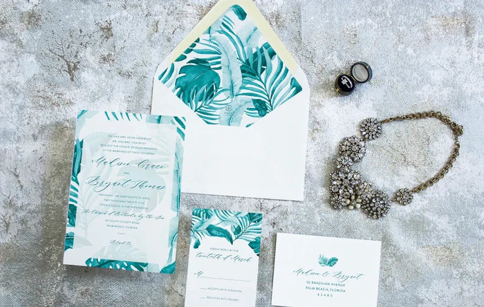 Turquoise Palm Court Lush Invitation