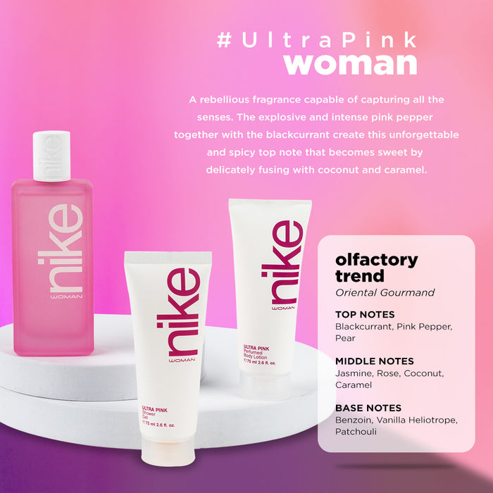 Nike Ultra Pink 100ml EDT +  75ml Body Lotion + 75ml Shower Gel - GIFT SET