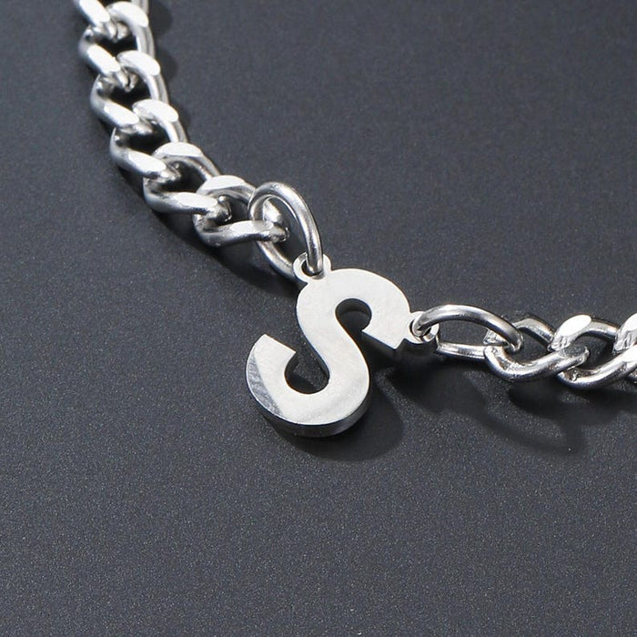 Men's Initial Cuban Link Necklace - Ornaments Co - 18K Gold Plated