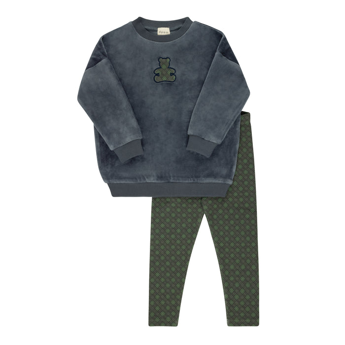Velour Plaid Bear Collection - Sweatshirt + Leggings