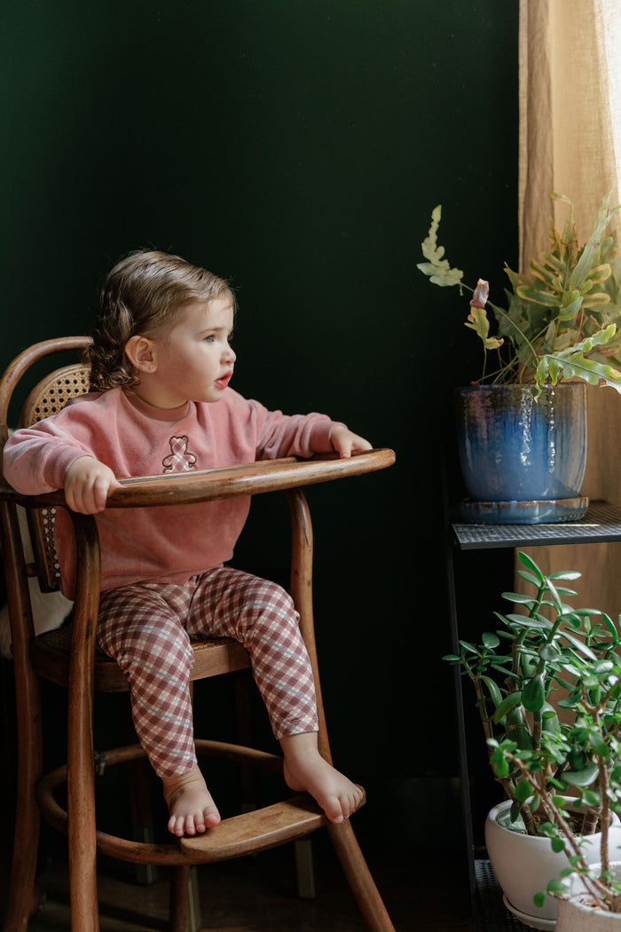Velour Plaid Bear Collection - Sweatshirt + Leggings