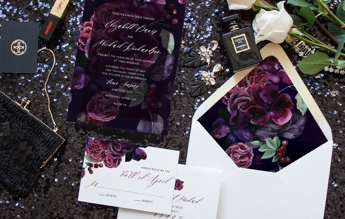 Violet Celine Bouquet Reply Card Envelope